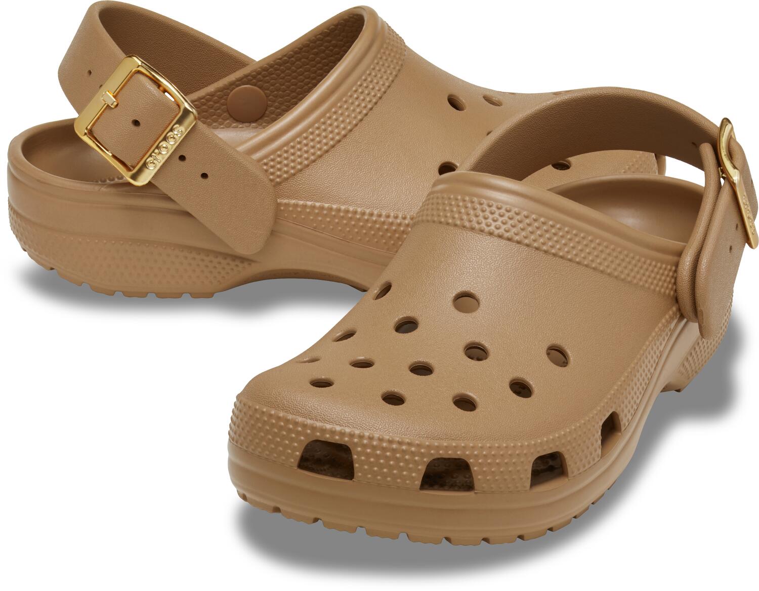 Classic Metallic Buckle clog - Sepia
